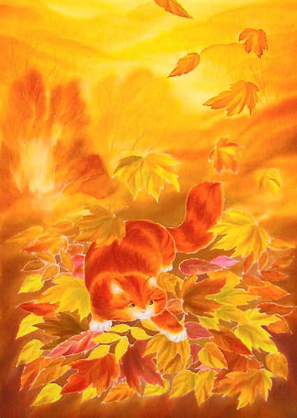 Рыжая кошка осень