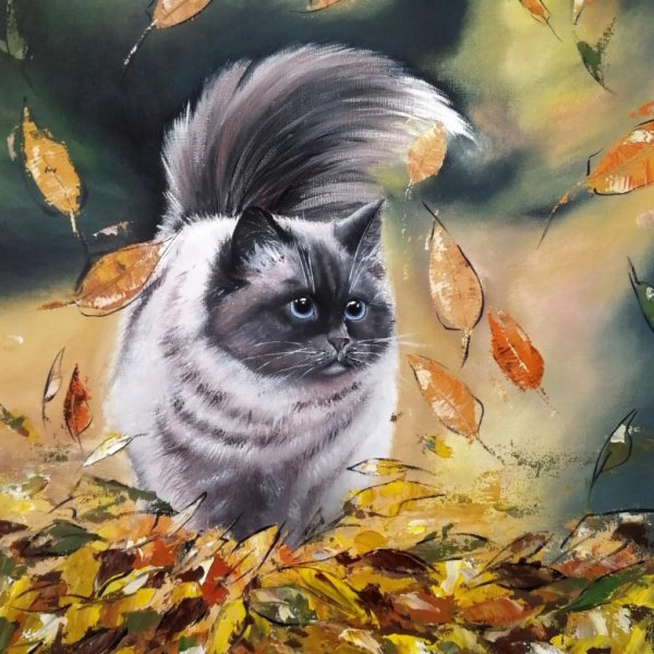 Осенние коты живопись