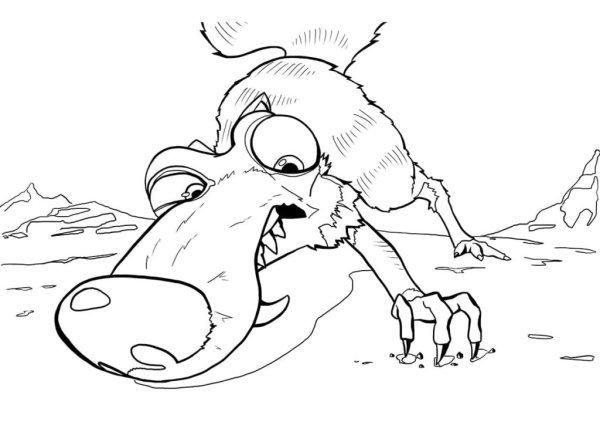 Раскраска белка Скрат Ледниковый период