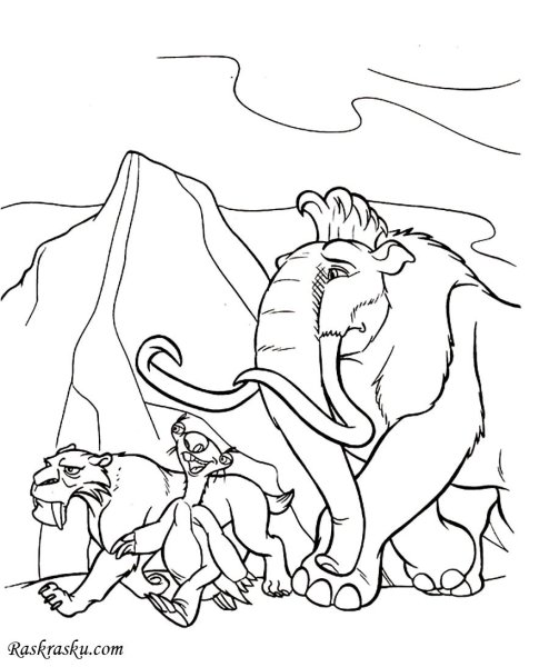 Раскраска Диего из ледникового периода