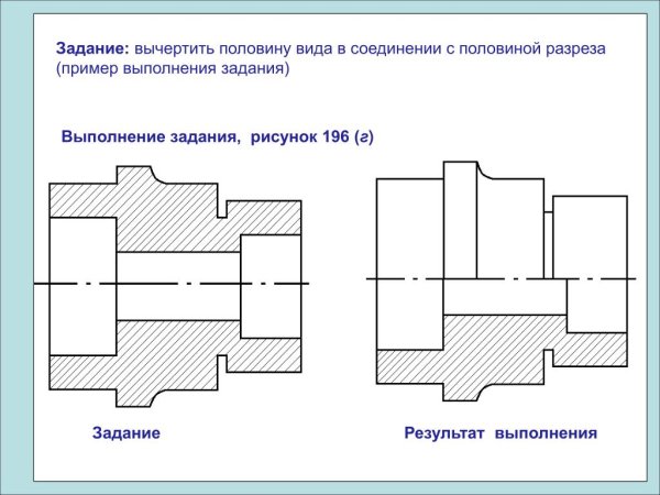Соединение половины вида и половины разреза