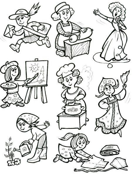 Раскраски с заданиями профессии