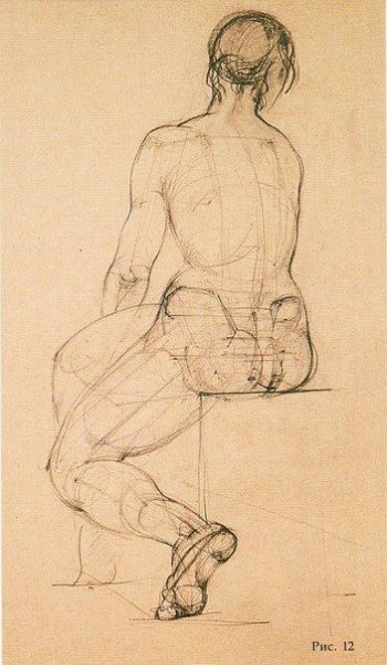 Академический рисунок фигуры человека обнаженка