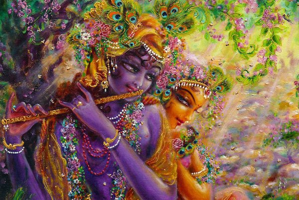 Радха Кришна с флейтой