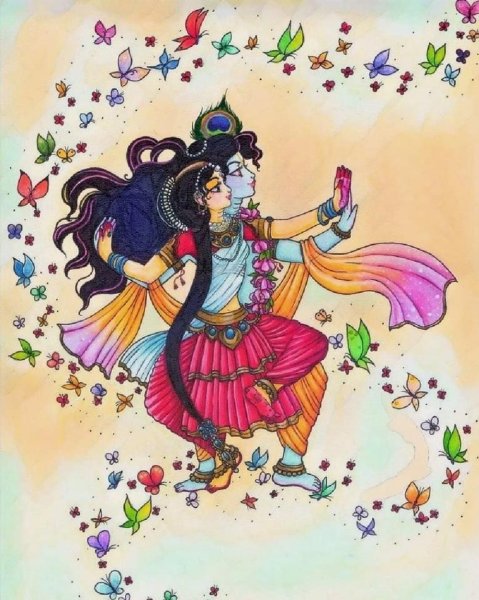 Раскраска Радха и Кришна