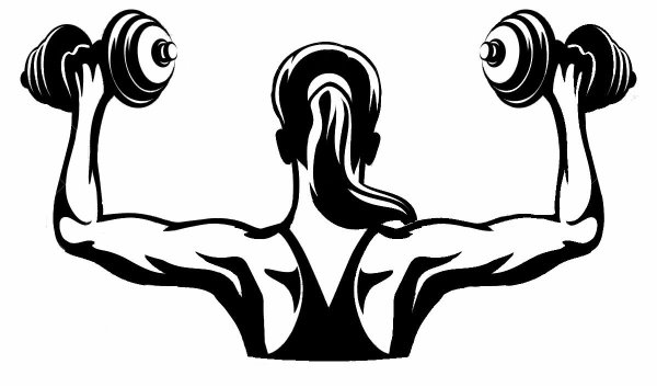 Силуэт спортсмена с гантелей