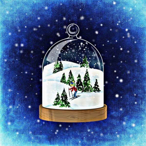 Снежный шар акварель