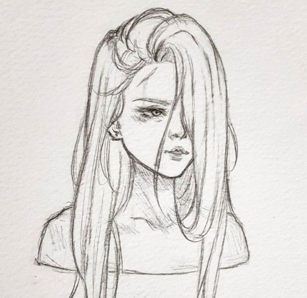 Девушка карандашом