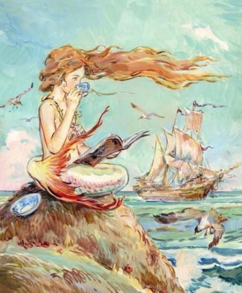 Русалка акварель