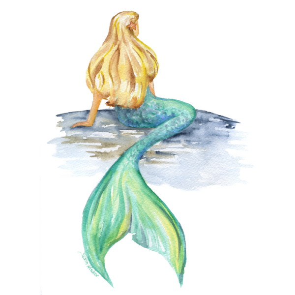 Русалка цветными карандашами для детей