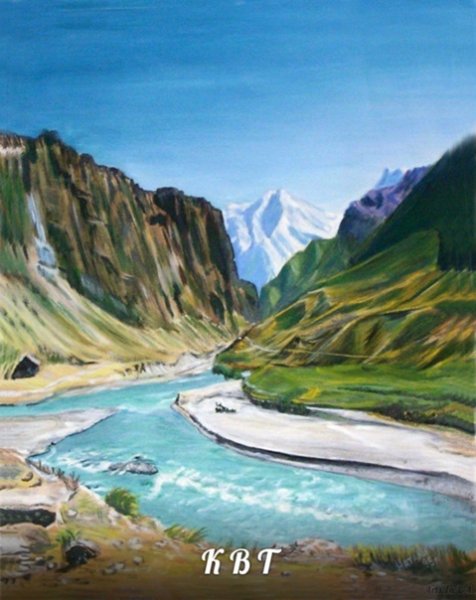 Живопись пейзаж горный Таджикистан