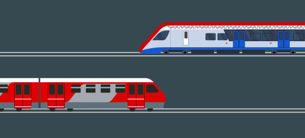 Электропоезд Ласточка сбоку