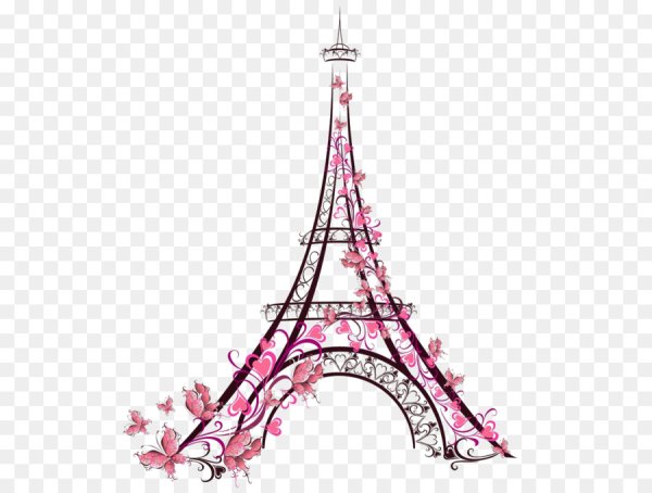 Эйфелева башня в цветах на белом фоне