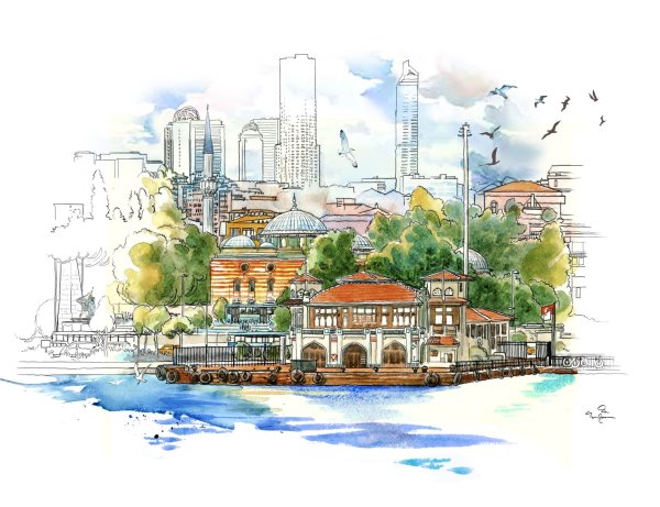 Стамбул акварель