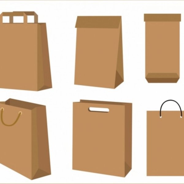 Крафтовый пакет на прозрачном фоне