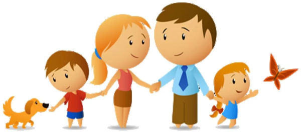 Дети с родителями на прозрачном фоне