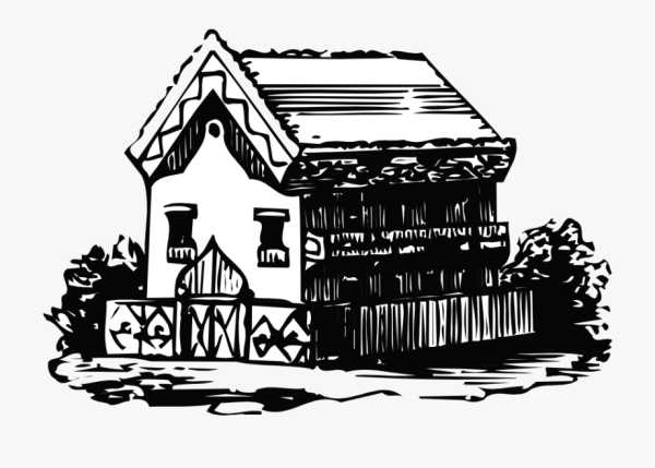 Домик черно белый