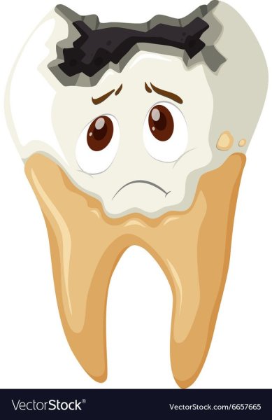 Мультяшный зуб с кариесом