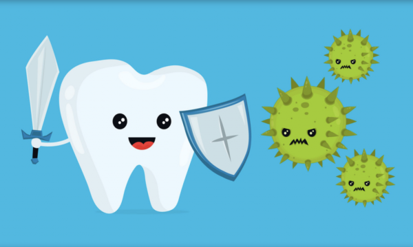 Здоровый зуб и зуб с кариесом