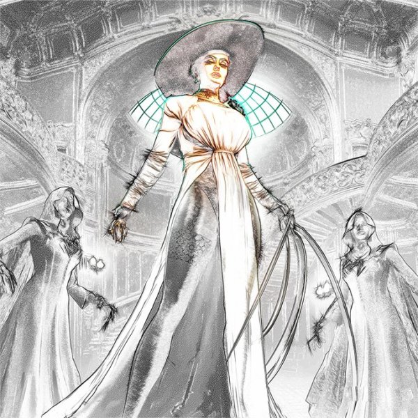 Леди Димитреску рисунок карандашом