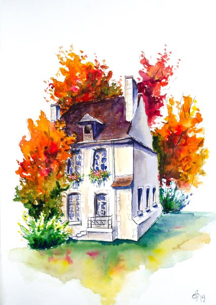 Акварельные домики