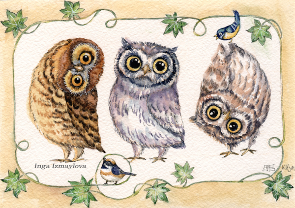 Советские открытки с совами