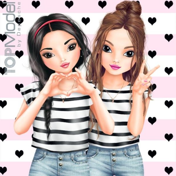 Две девочки в мультяшном стиле