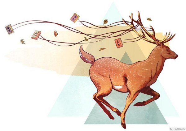 Олень лежит арт