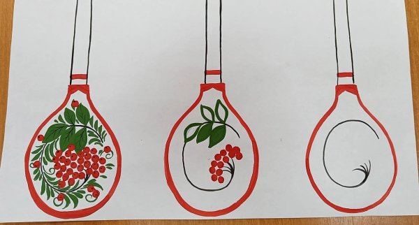 Рисование в подготовительной группе хохломские ложки