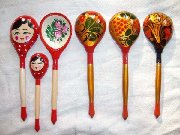 Старинная ложка деревянная Расписная