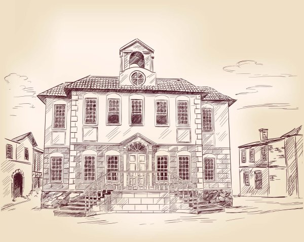 Старинное здание рисунок