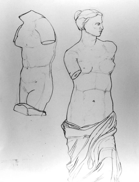 Академический рисунок Венеры Медичи