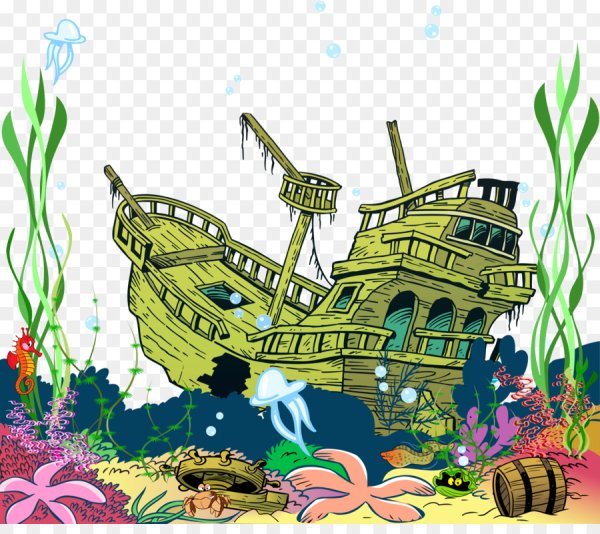 Затонувший корабль на прозрачном фоне