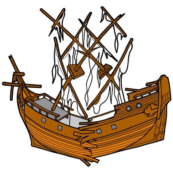 Затонувший корабль на прозрачном фоне