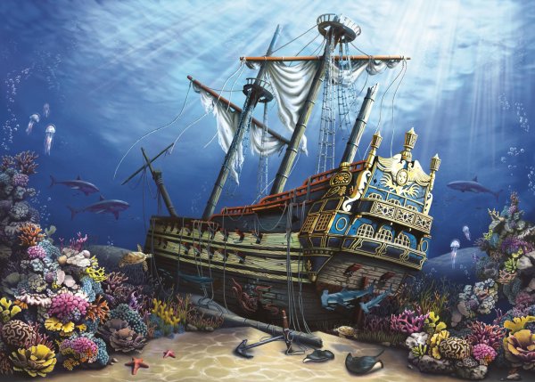 Пазлы 1000 элементов. Ф1000-6805 затонувший корабль