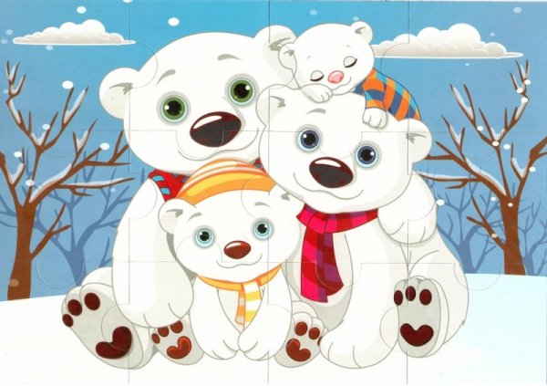 Пазл для малышей белый Медвежонок