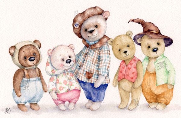 Рисунки Марины Федотовой медвежата