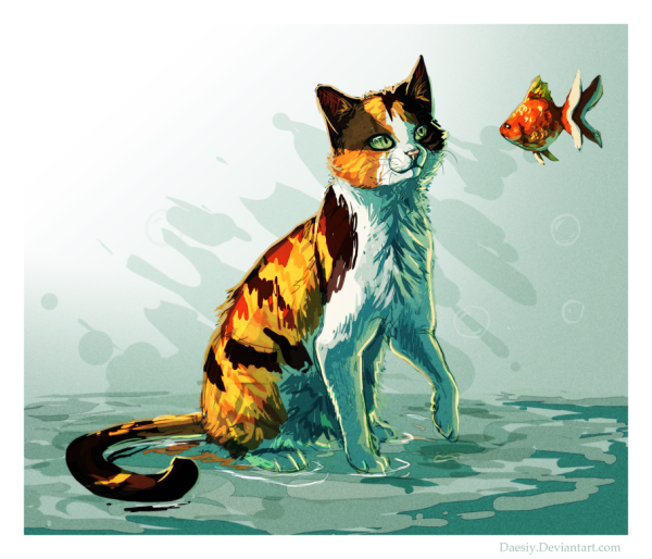 Трёхцветная кошка арт