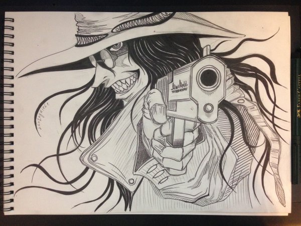 Алукард Хеллсинг карандашом