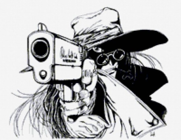 Рисунок Алукард с пистолетом