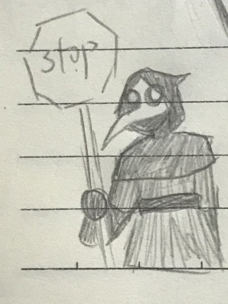 Скромник SCP 049 карандашом