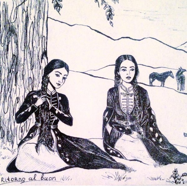 Адыгская девушка рисунок