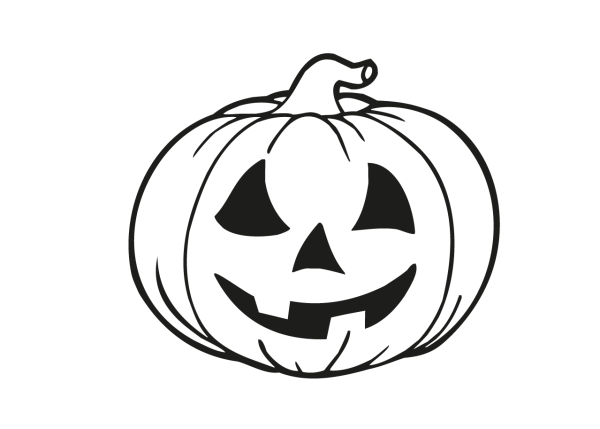 Тыква к Хэллоуину черно белая