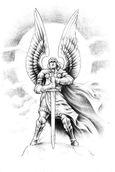 Ангел с мечом эскиз