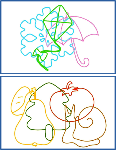 Контурные изображения наложенные друг на друга