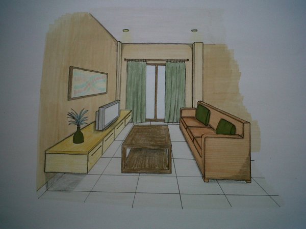 Интерьер комнаты отдыха в перспективе