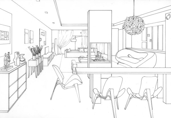 Раскраска современная комната