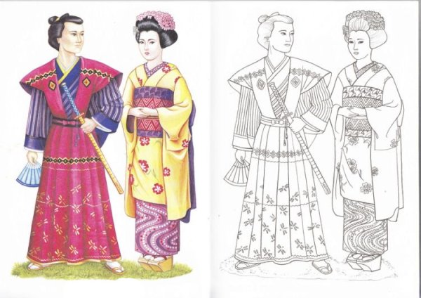 Японский наряд раскраска