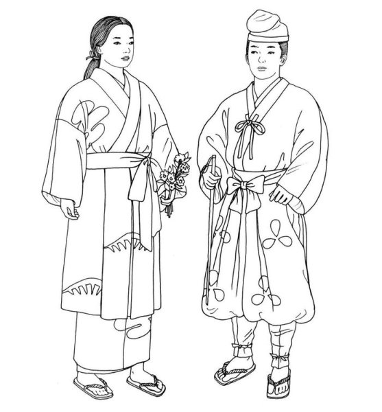 Японский костюм черно белый