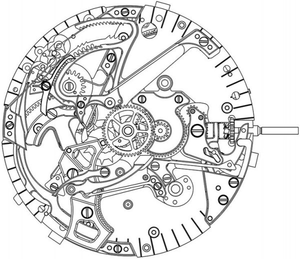 Чертеж механических часов